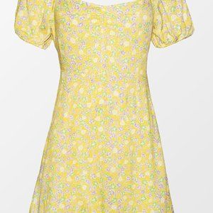 Cupshe Alianna Yellow Ditsy Puff Sleeve Dress